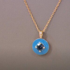 Rarities Carol Brodie Gold Plated Silver  BLUE TOPAZ Enamel Pendant Necklace NWT
